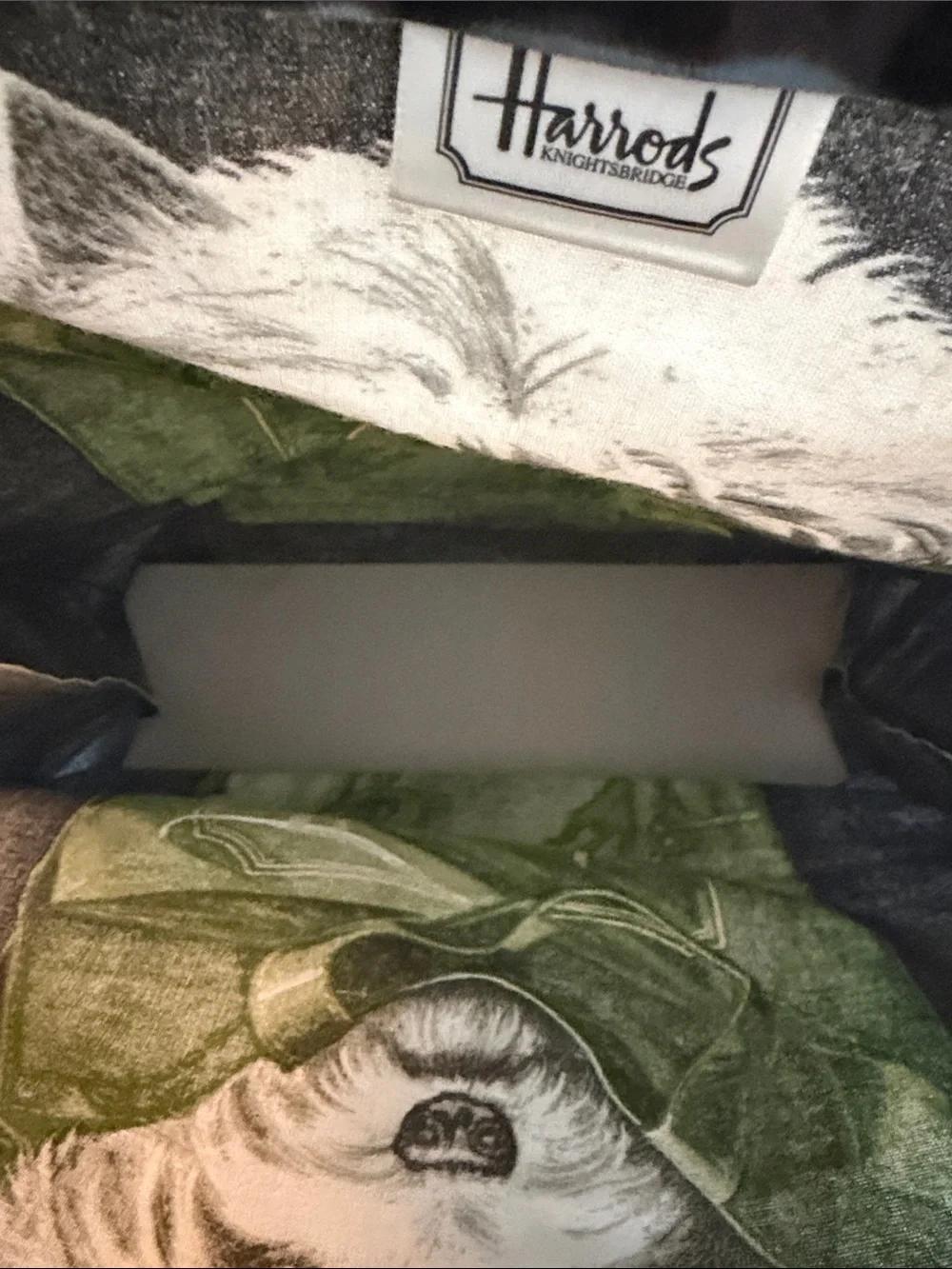 Harrods Vintage 90’s Black Tote with Westie in Green Tote